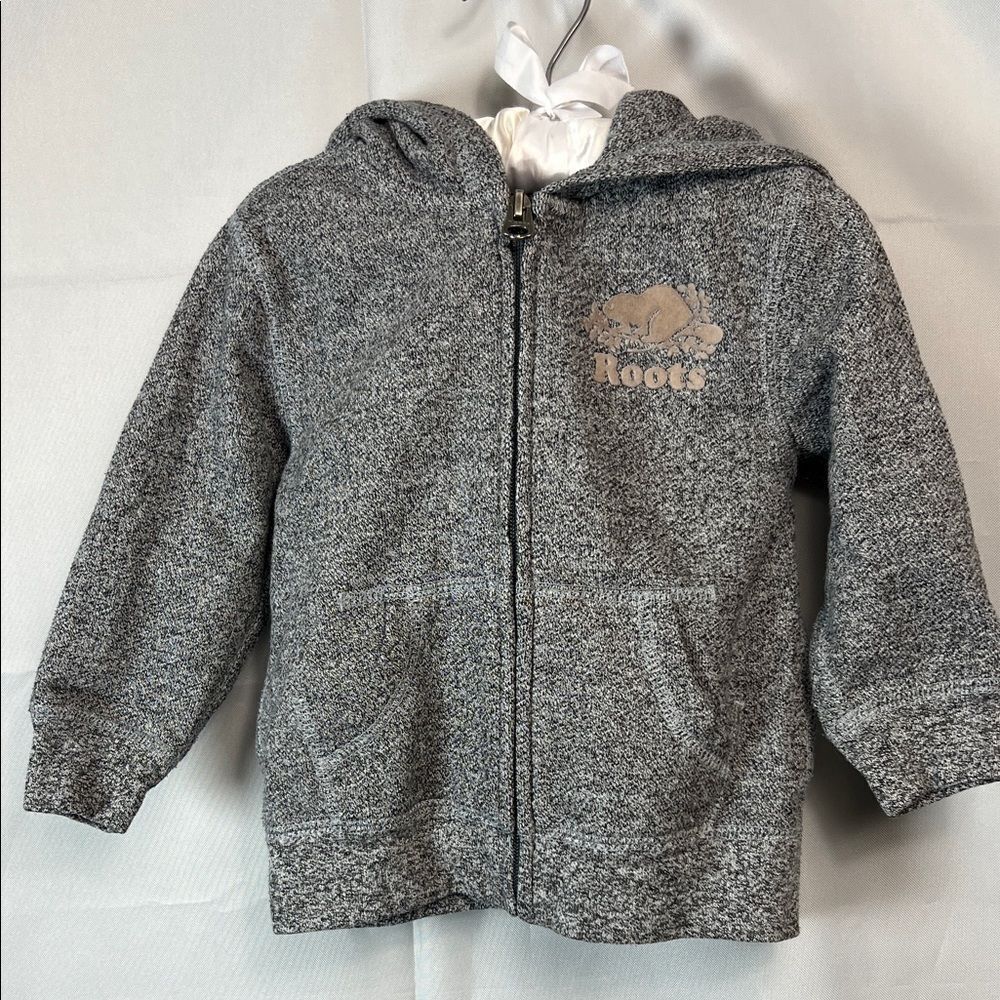Roots gray marled full zip hooded sweatshirt size 24 months EUC